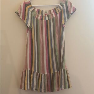 Marine Layer Green and Pink Ruffled Sundress